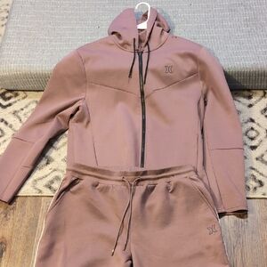 Hurley Dusty Mauve Zip Hoodie and Jogger Set - Large